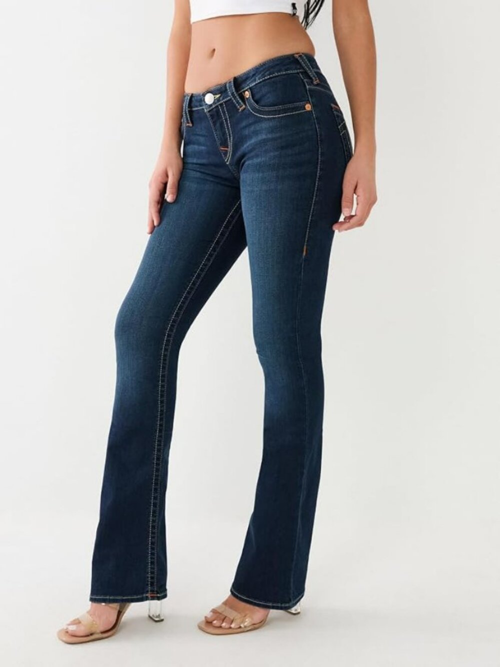 True Religion Becca Mid Rise Bootcut Jeans Women's 27 Dark Wash Stretch